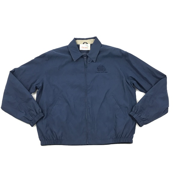 VINTAGE PALMS Casino Jacket Size L Blue Bomber - Picture 1 of 8